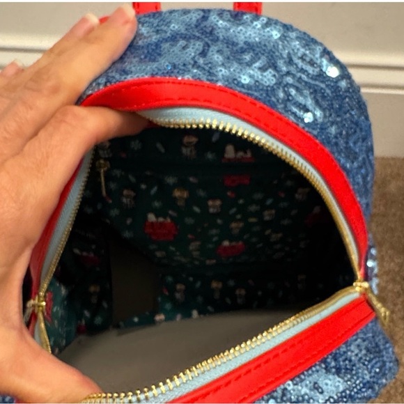Loungefly Blue and Red Snoopy Sequin Backpack - Picture 7 of 7